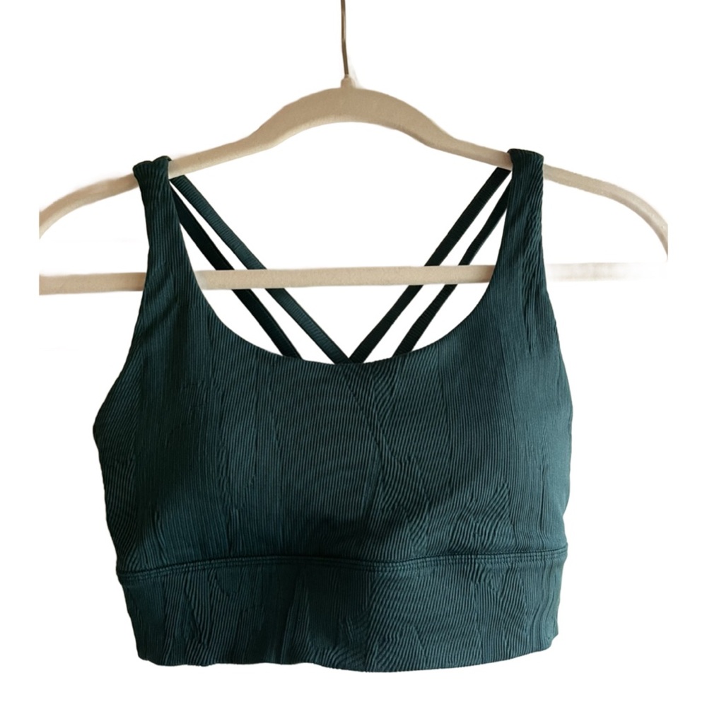 Lululemon Ribbed Strappy Sports Bra – Forest Green (Size M) (Like New!!)